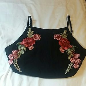 rue 21 black with flowers crop top